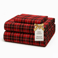 thumbnail image 1 of Casa Platino 100% Cotton Flannel Bed Sheet Set, 3 Piece Deep Pocket Fitted Sheets, Twin Xl - Red Check, 1 of 8