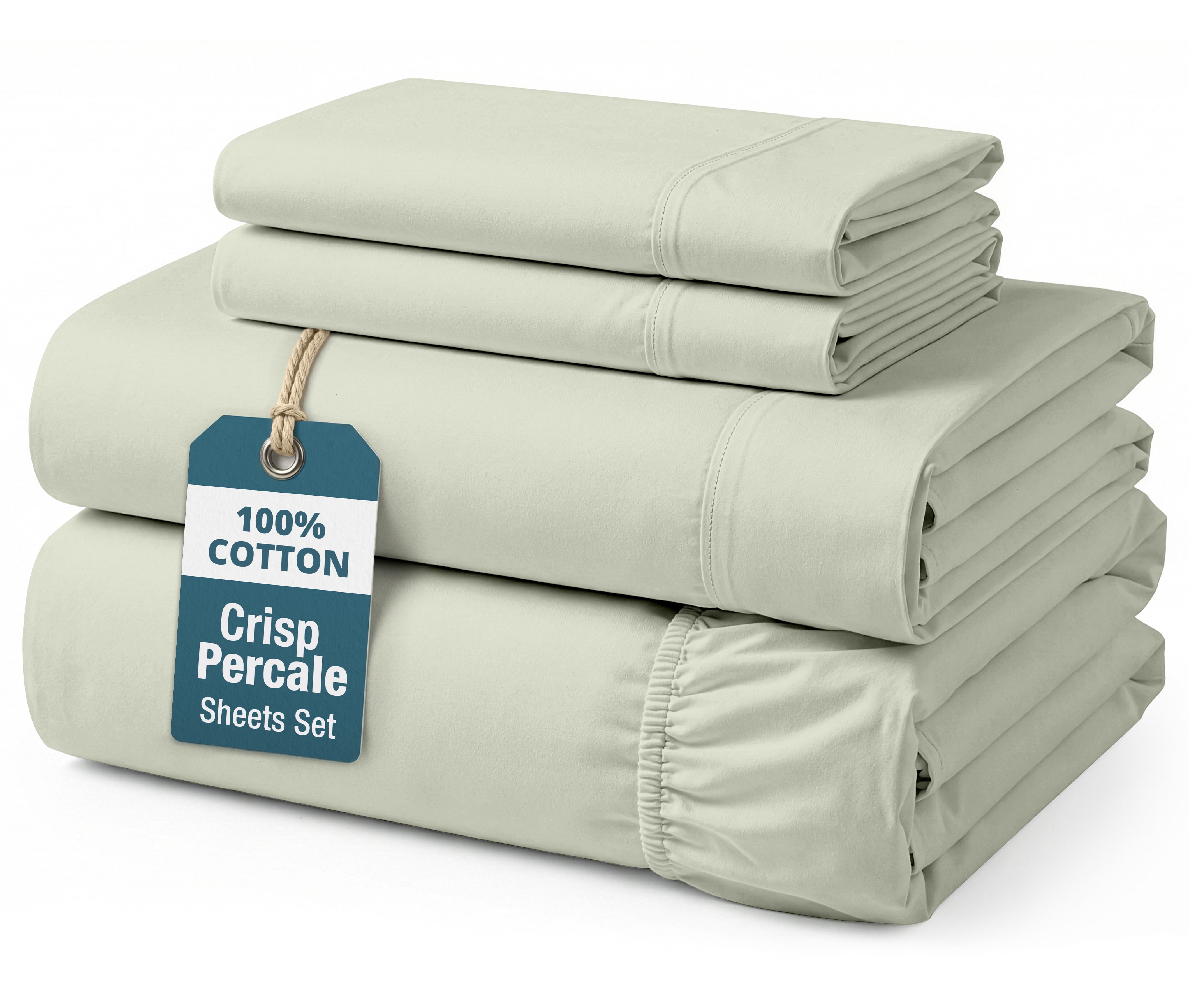 Casa Platino 100% Cotton Sheets Set Full Size – Naturally Cool & Durable Full Percale Sheets Set for Everyday Living, 15” Deep Pocket, Easy to Wash – Mineral