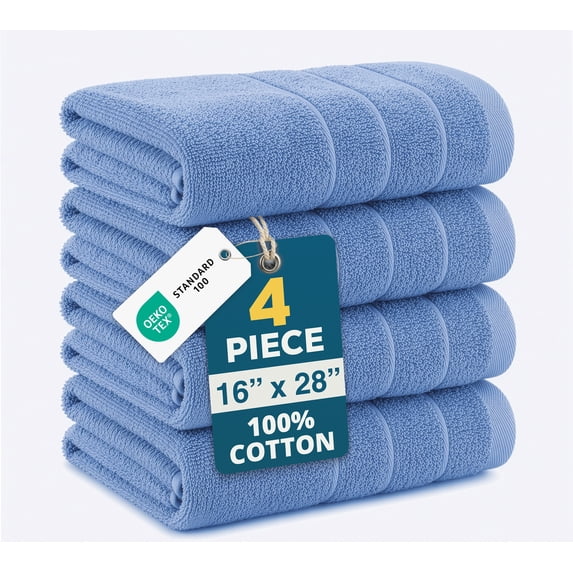 Casa Platino 100% Cotton Hand Towels for Bathroom - 4 Piece Set (16" x 28"), Ultra Soft and Highly Absorbent Hand Towels for Bathroom, Hotel & Spa, Perfect Bathroom Hand Towels for Daily Use - Allure