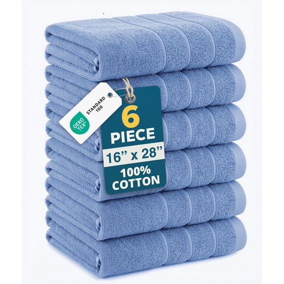 Casa Platino 100% Cotton Hand Towels for Bathroom - 6 Piece Set (16" x 28"), Ultra Soft and Highly Absorbent Hand Towels for Bathroom, Hotel & Spa, Perfect Bathroom Hand Towels for Daily Use - Allure