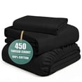 thumbnail image 1 of Casa Platino Twin XL Sheets – 450 Thread Count Long Staple 100% Cotton Bed Sheets, Extra Long Twin Sheets for Hospital Bed, Snug Fit 15" Deep Pocket – Black, 1 of 8