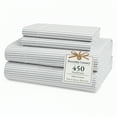 thumbnail image 1 of Casa Platino Queen Size Bed Sheets – 450TC 100% Cotton Cooling Sheets, Hotel Luxury Sateen Finish, Smooth Silky Comfort, Easycare – Ticking Stripe, 1 of 8