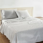 Casa Platino 100% Cotton, Soft and Breathable 3 Piece Pure Percale Twin XL Size Bed Sheets Set, Fits Mattress upto 15" Deep - White (Grey Dot)