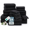 thumbnail image 1 of Casa Platino 24-Pack Towels for Bathroom – 100% Ring-Spun Cotton, 2 Bath Sheets, 2 Gym Towel, 2 Bath, 4 Fingertip, 6 Hand, 8 Washcloths, Quick-Dry Absorbent, Spa Quality – Black, 1 of 9