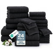 Casa Platino 24-Pack Towels for Bathroom – 100% Ring-Spun Cotton, 2 Bath Sheets, 2 Gym Towel, 2 Bath, 4 Fingertip, 6 Hand, 8 Washcloths, Quick-Dry Absorbent, Sp
