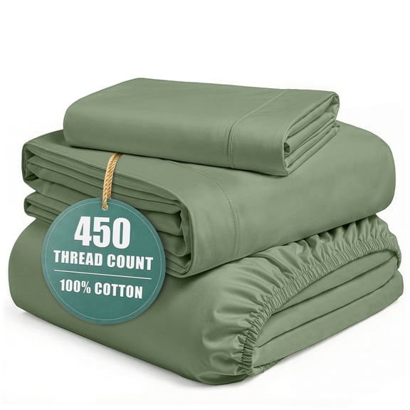 Casa Platino Sheets Twin XL – 450TC 100% Cotton Cooling Bedding Set, Hotel Luxury Finish, Long-Staple Cotton, Fade Resistant, Durable for Everyday Use – Iceberg Green