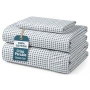 100 Cotton Twin XL Bed Sheets Sets – Naturally Soft &amp; Crisp Percale for Every Season, twin xly Elasticized 15” Deep Pocket, Machine Washable – Polka Dot