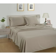 Casa Platino 100% Long Staple Cotton 3 Piece Pure Percale Twin Size Bed Sheets Set, Fits Mattress Upto 15" Deep - Linen