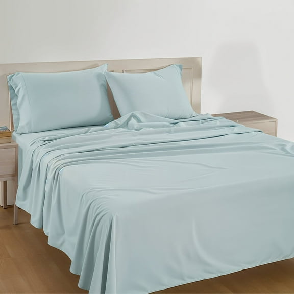 Casa Platino 100% Cotton Sheets Queen Size Sets – Naturally Cooling Cricp Percale Queen Cotton Sheets For Everyday Use, 15” Deep Pocket, Low Pill, Machine Washable – Mineral