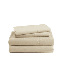 Casa Platino 100% Long Staple Cotton 4 Piece Pure Percale Queen Size Bed Sheets Set, Fits Mattress Upto 15" Deep - Linen