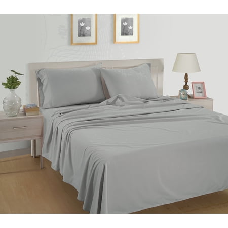 Casa Platino 100% Long Staple Cotton Standard Size Pillow Case with Envelope Closure, Set of 2 - Silver