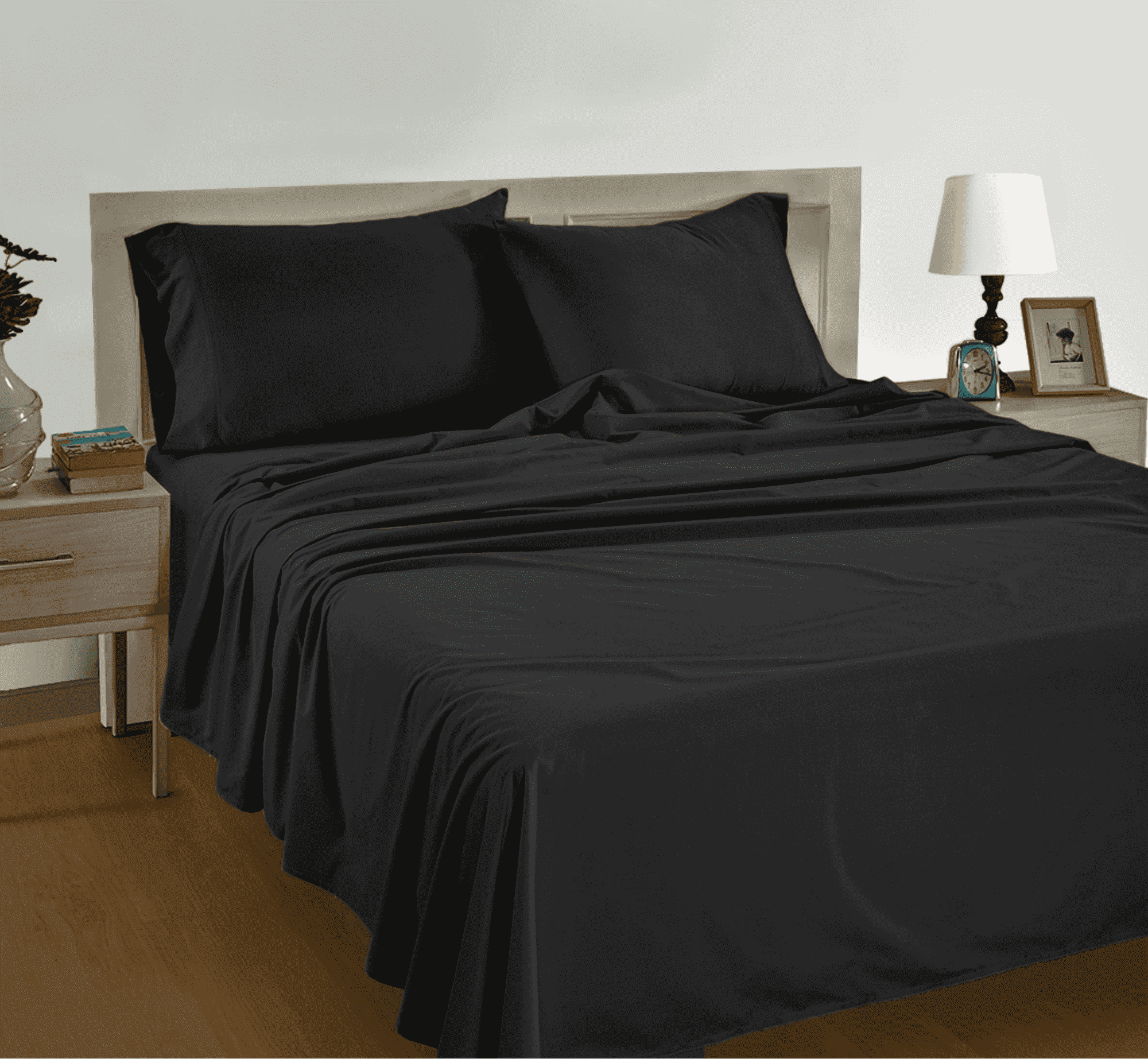 "Casa Platino Queen Size 4 Piece 100 Cotton Bed Sheets Set, Deep