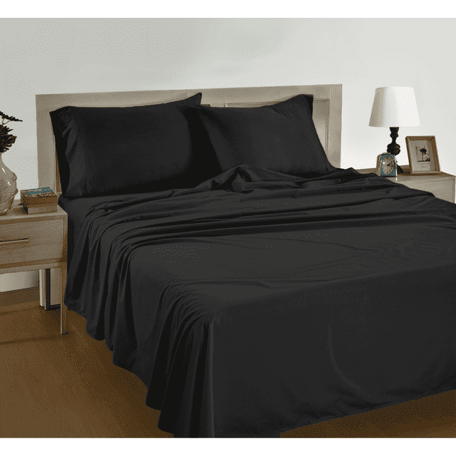 "Casa Platino Queen Size 4 Piece 100 Cotton Bed Sheets Set, Deep