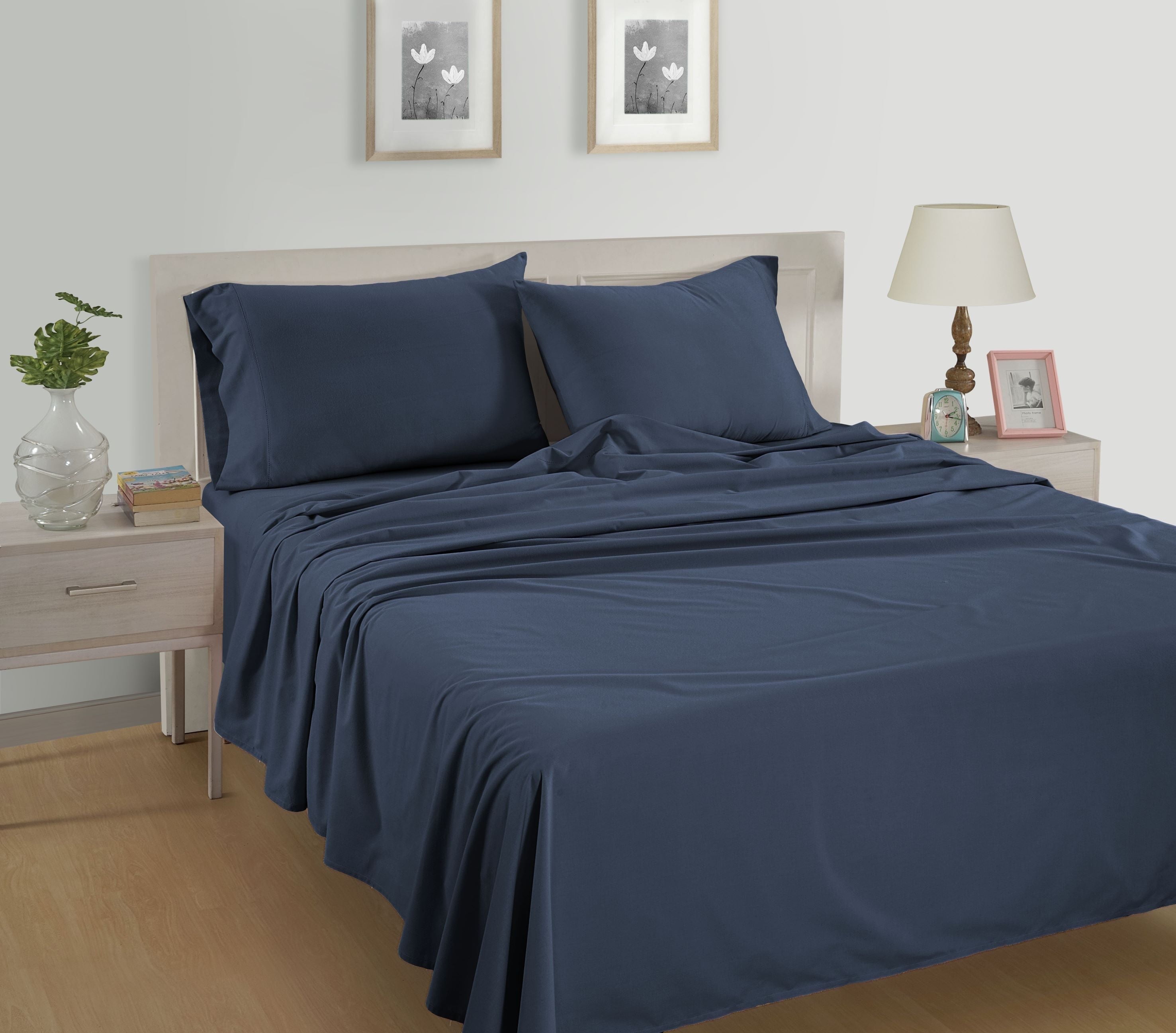 "Casa Platino Queen Size 4 Piece Cotton Bed Sheets Set, 15"" Deep