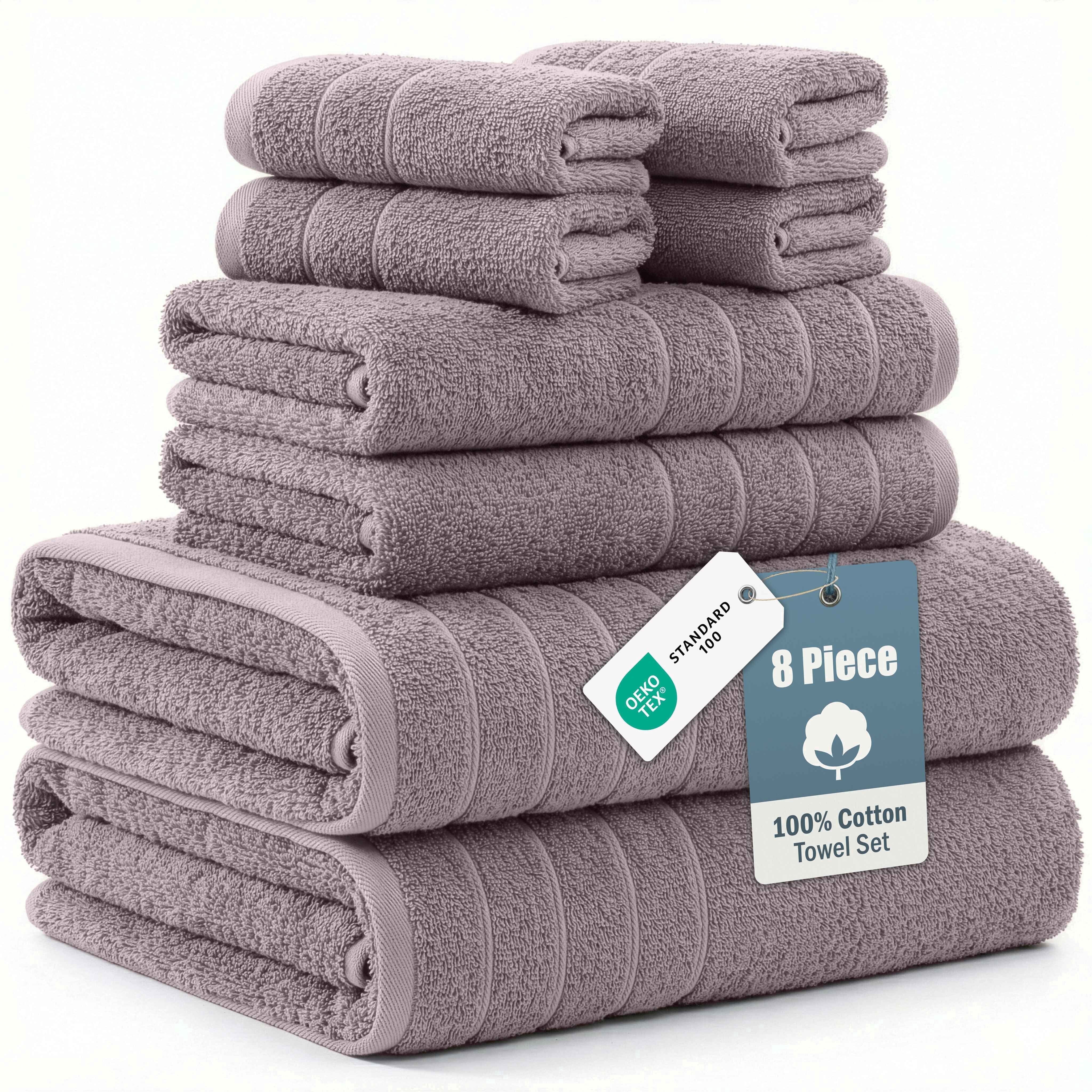 Casa Platino 100% Ring-Spun Cotton Bath Towel Set of 8– 2 Bath, 2 Hand Towel & 4 Washcloths, Quick-Dry, Luxuriously Soft & Durable, Perfect for Everyday use – Platinum