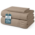 thumbnail image 1 of Casa Platino 100 Cotton Sheets – 3 Piece Twin XL Size Cooling Sheets For Drom's, Everyday Luxury Ultra Soft Percale Weave, 15” Deep Pocket, Easy To Wash – Taupe, 1 of 8