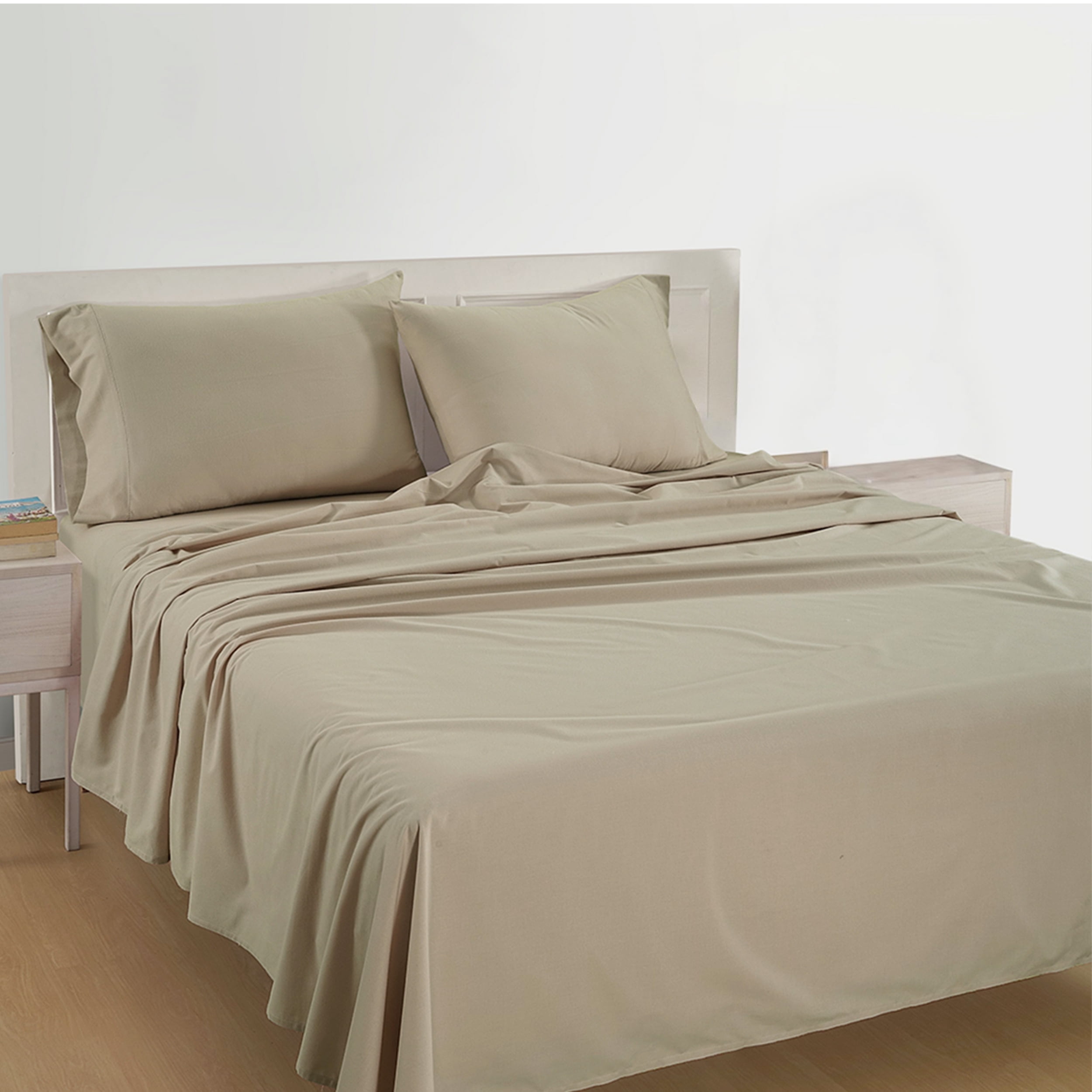 Casa Platino King Size Sheets – Long-Staple 100% Cotton Bed Sheet Set, Smooth Percale Weave, Hotel Luxury Comfort, Low Pill, 15” Deep Pocket – Taupe