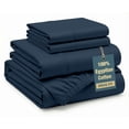 thumbnail image 1 of Casa Platino 100% Egyptian Cotton Sheets – Silky Sateen Weave Cal King Sheets Set for Everyday Comfort, 15" Deep Pocket, Breathable Hotel-Quality Soft Luxury You Can Feel – Dark Denim, 1 of 8