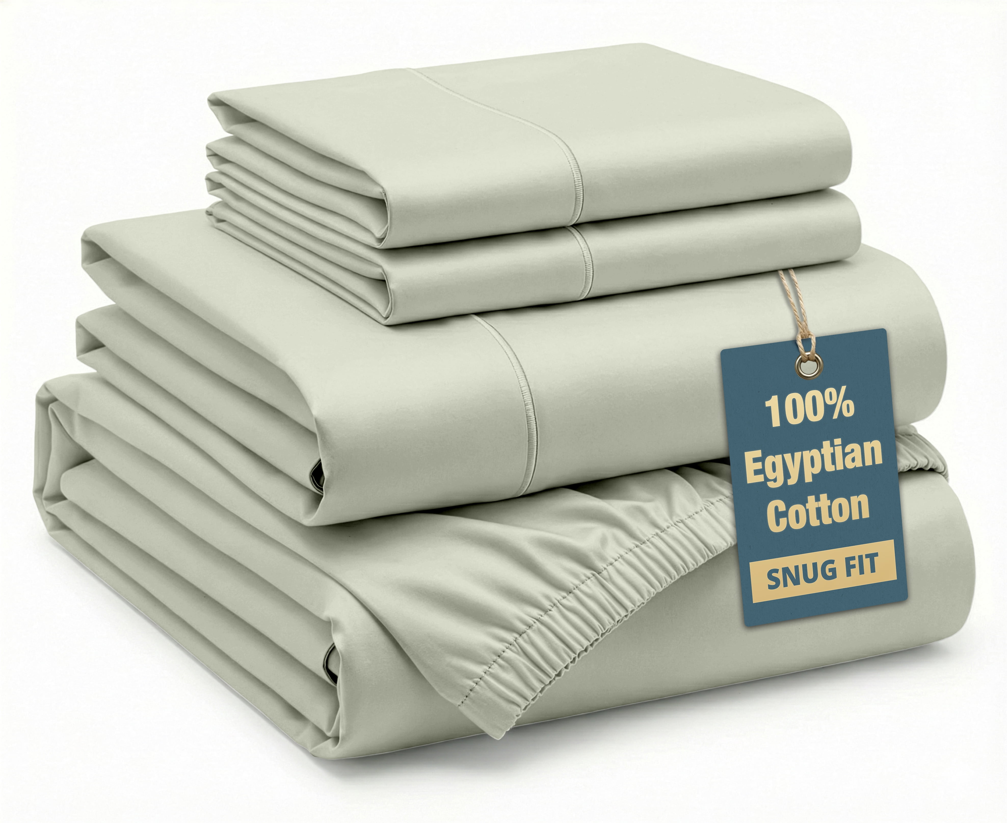 Casa Platino 100% Egyptian Cotton Bed Sheets King Size – Luxury King Size Sheet with Silky Sateen Weave Hotel Style Feel, 15" Deep Pocket King Sheets, Machine Washable – Mineral