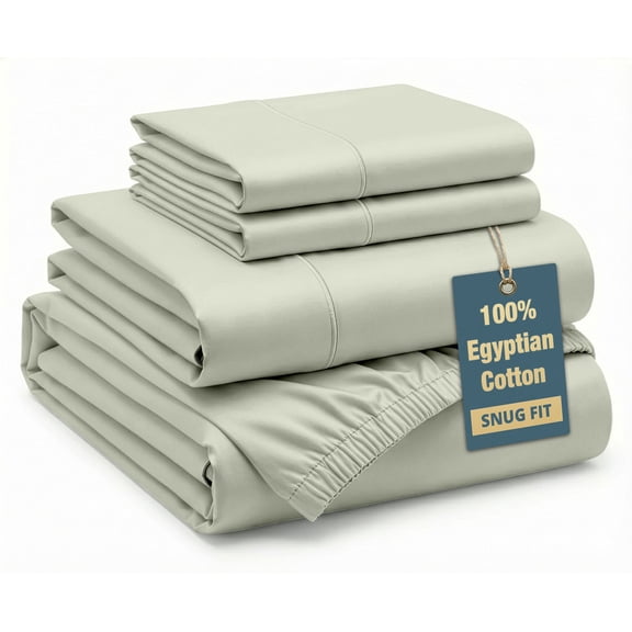 Casa Platino 100% Egyptian Cotton Bed Sheets King Size – Luxury King Size Sheet with Silky Sateen Weave Hotel Style Feel, 15" Deep Pocket King Sheets, Machine Washable – Mineral