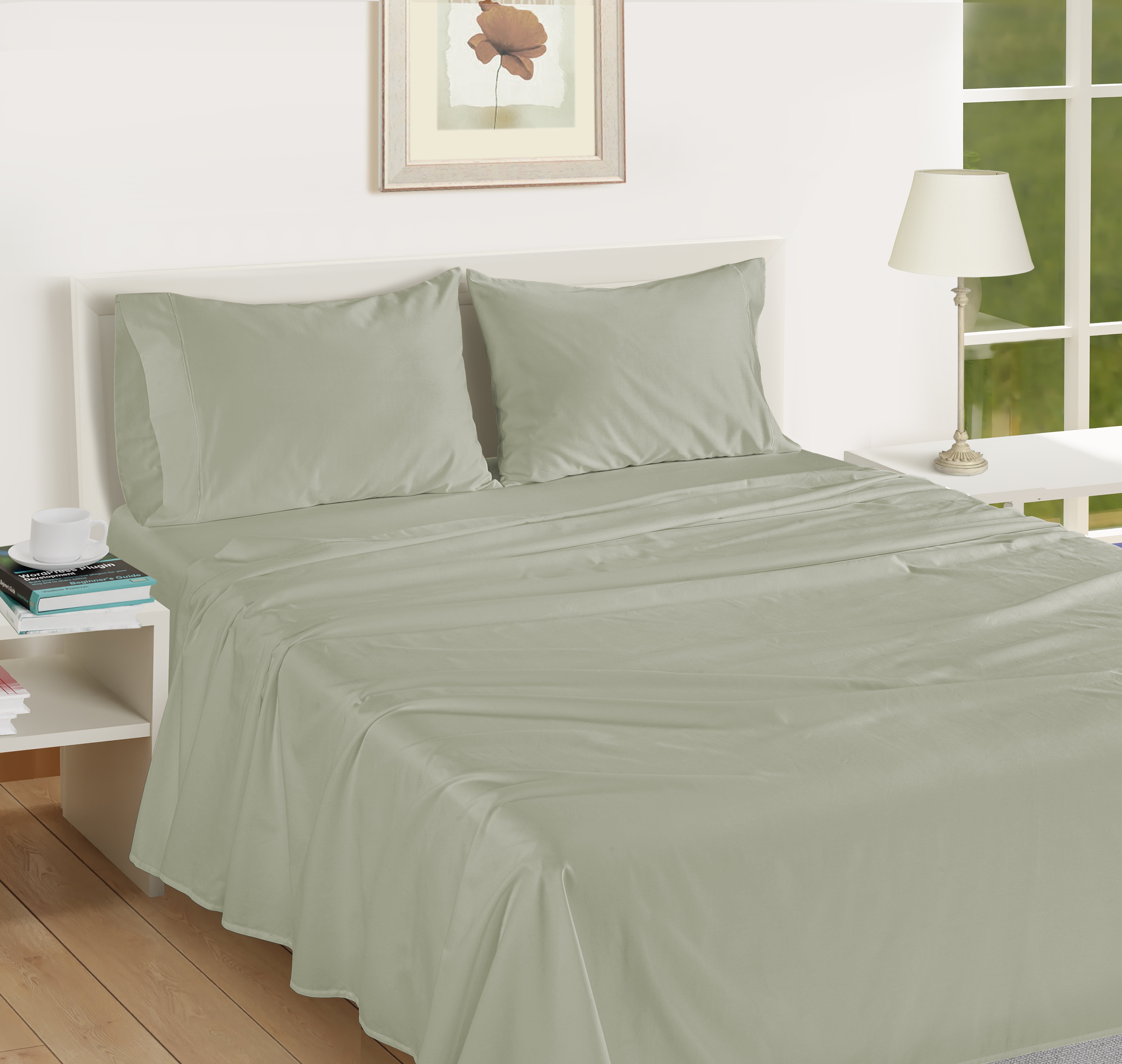 Casa Platino 1000 Thread Count 100% Egyptian Cotton Deep Pocket Queen Size Bedding Sheets & Pillowcase 4 Piece Set - Mineral - Walmart.com