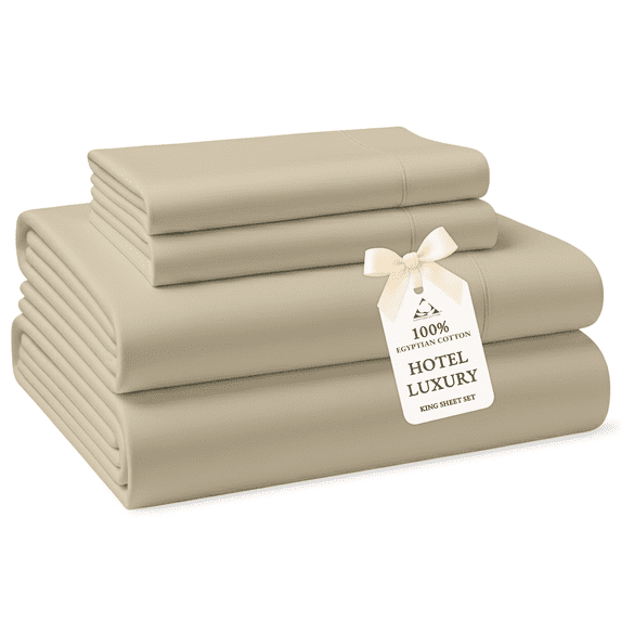 Casa Platino Cooling Sheets King Size – 100% Egyptian Cotton Bedding Sheets, Premium Soft Hotel Sateen Finish, Easy to Wash, 15” Deep Pocket – Linen