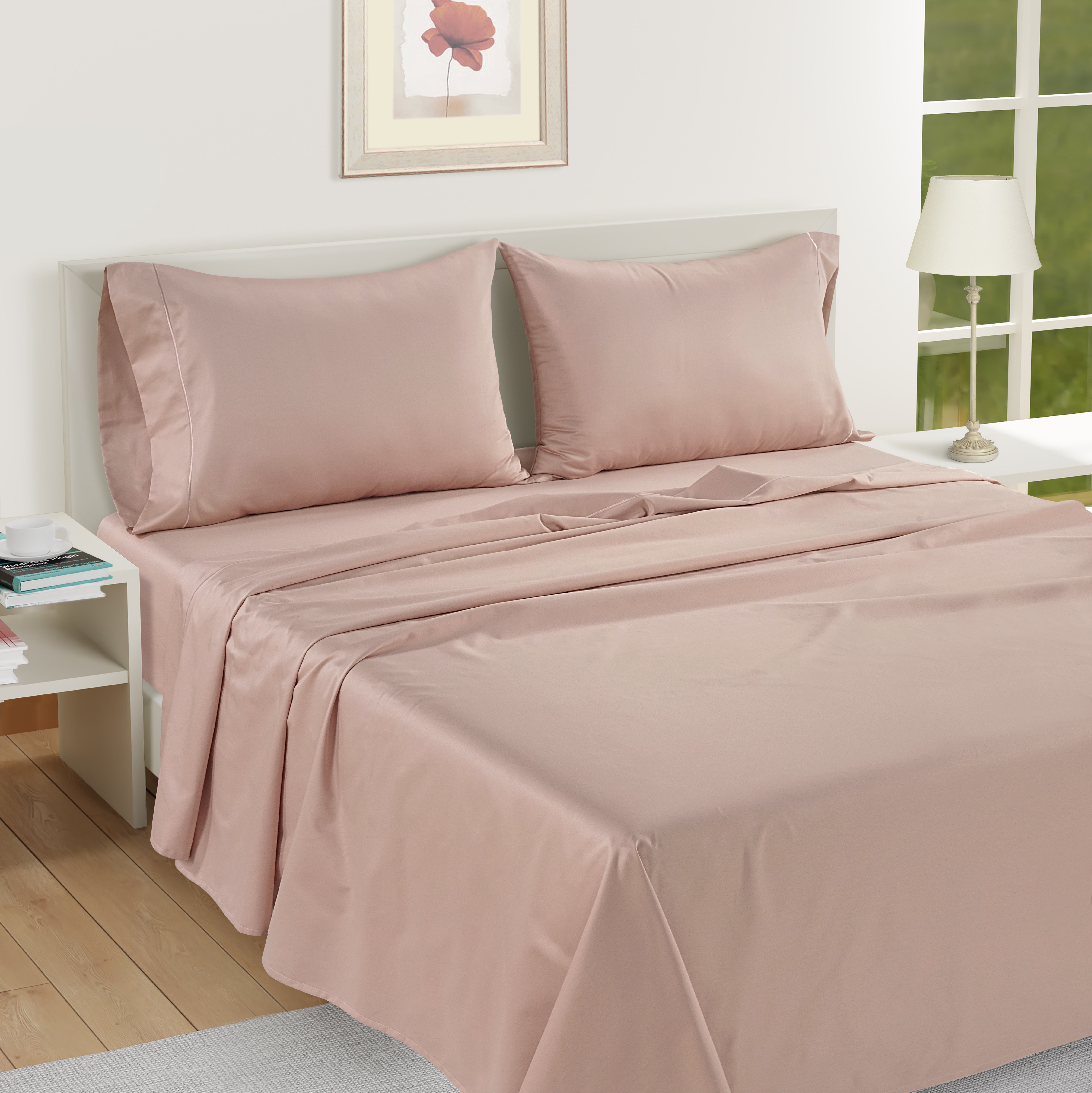 Casa Platino 1000 Thread Count 4 Piece Bed Sheet Sets, 100% Egyptian Cotton Sheets fits Mattress upto 17", Full - Sepia Rose - Walmart.com