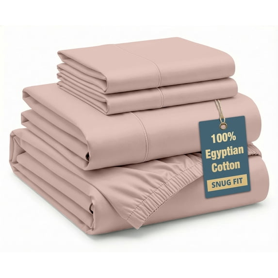 Casa Platino 100% Egyptian Cotton King Sheets Set – Luxury Hotel Comfort for Restful Sleep, Fully Elasticized Reinforced 15" Deep Pocket King Sheets, Machine Washable – Sepia Rose