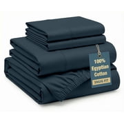 Casa Platino 100% Egyptian Cotton Full Size Sheet Sets – Luxury Soft Silky Sateen King Size Sheets with Premium Hotel Style Comfort, 15” Fitted Sheet, Low Pill – Estate Blue