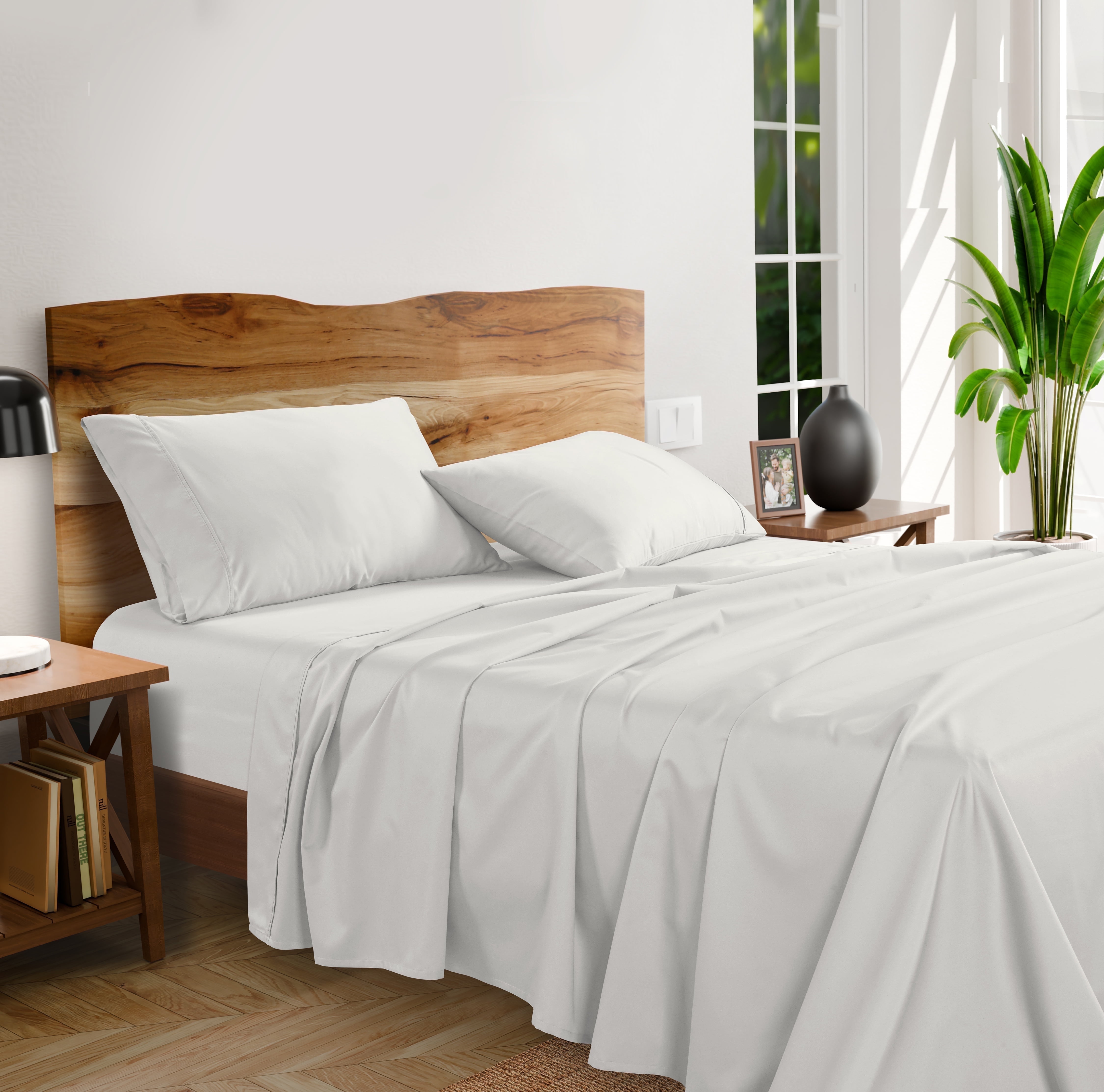 Casa Platino 1000 Thread Count Luxury Sateen Weave 100% Egyptian Cotton Bed Sheets & Pillowcase 4 Piece Set - King, White - Walmart.com