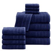 Casa Platino 12 Piece 100% Cotton Towel Set - Bath Towels, Hand Towels & Washcloths - Soft & Durable for Everyday Use - Navy