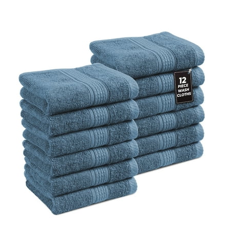 Casa Platino 12 Piece Wash Cloths Bathroom Set - 100% Cotton Highly Absorbent Washcloths Bulk, Wash Clothes - Allure