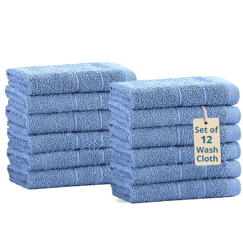 Casa Platino 12 Piece Wash Cloths Bathroom Set - 100% Cotton Highly Absorbent Washcloths Bulk, Wash Clothes - Allure