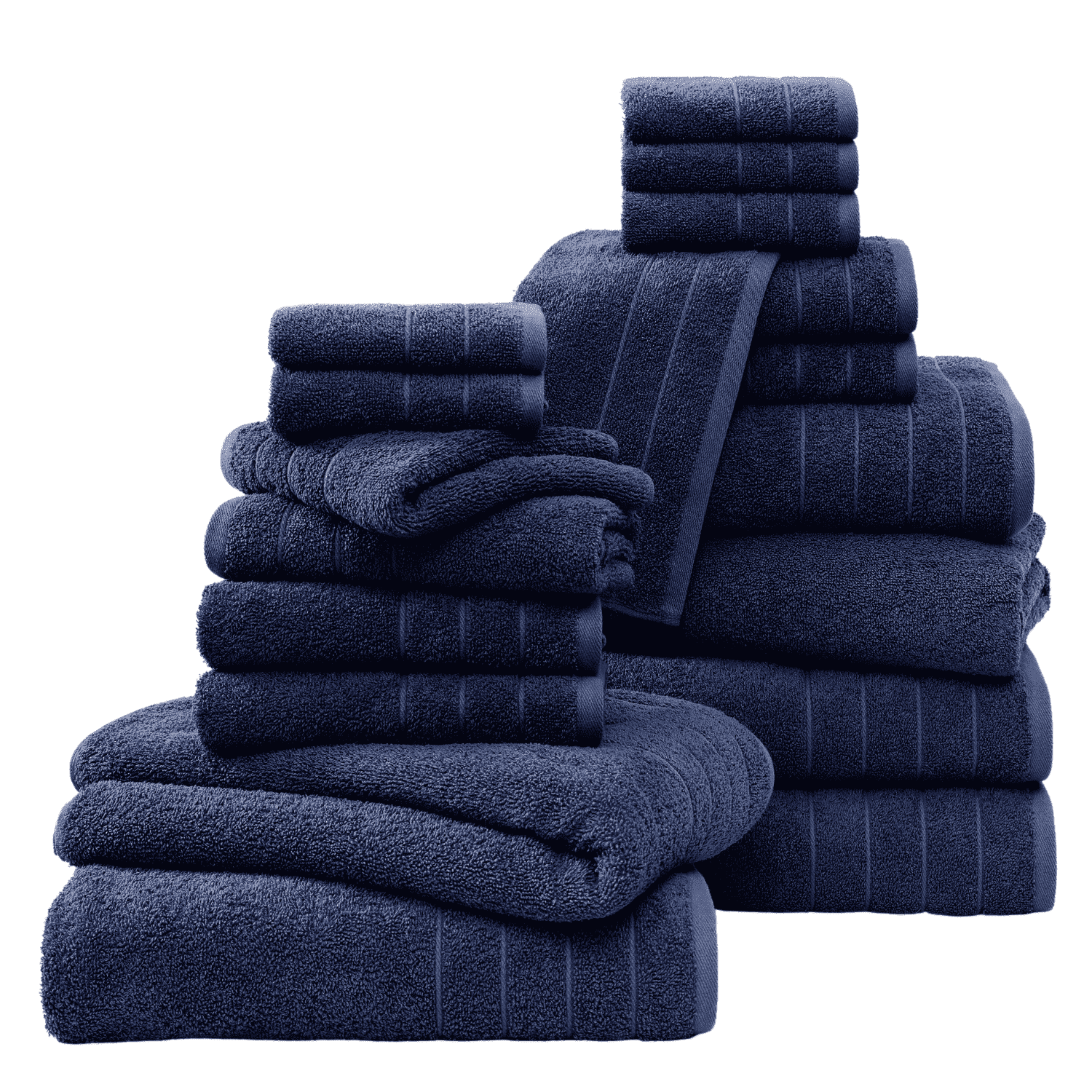 Casa Platino 18 Piece 100% Cotton Towel Set - Bath Towels, Hand Towels & Washcloths - Soft & Durable for Everyday Use - Navy