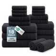 thumbnail image 1 of Casa Platino 18 Piece 100% Cotton Towel Set - Includes Bath Towels, Hand Towels & Washcloths - Soft & Durable Towels for Everyday Use - Black, 1 of 8
