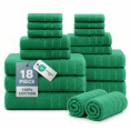 thumbnail image 1 of Casa Platino 18 Piece Cotton Towel Set - Includes 6 Large Bath Towels, 6 Hand Towels & 6 Washcloths - Soft & Quick Dry Towels for Bathroom - Emerald, 1 of 8