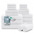 thumbnail image 1 of Casa Platino 18 Piece White Cotton Towels Set - Includes 6 Large White Bath Towels, 6 Hand Towels & 6 Washcloths - Soft Absorbent Towels for Bathroom, 1 of 8