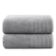 Casa Platino Quick Dry Bathroom Towels Set of 2 - Soft Ring Spun Cotton Towels for Spa, Gym, Hotel & Daily Use - Ultimate Grey