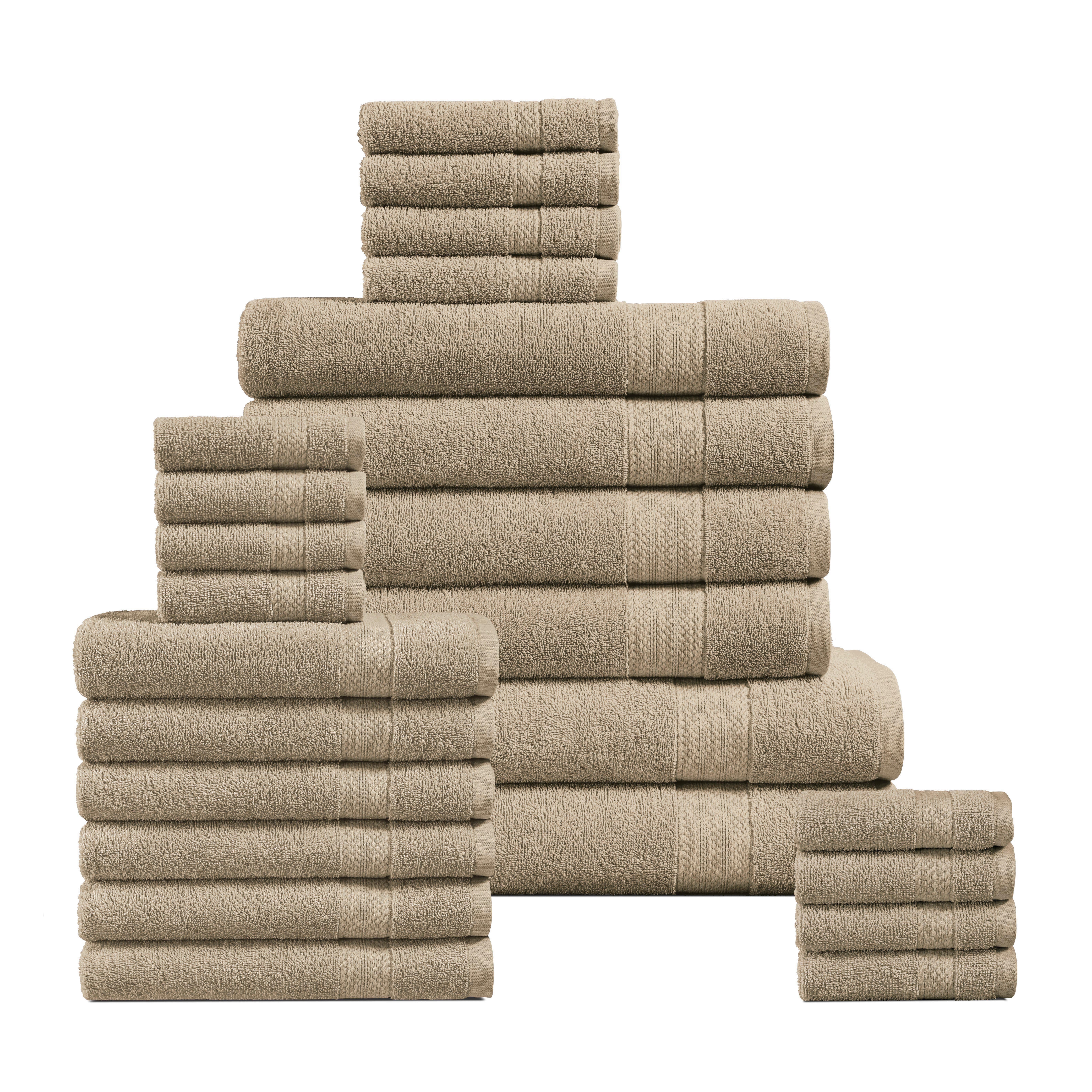Casa Platino 24-Pcs Bathroom Towels – Ultra Soft 100% Ring Spun Cotton, 2 Bath Sheets, 2 Gym Towel, 2 Bath, 4 Fingertip, 6 Hand, 8 Washcloths, Hotel & Spa-Quality Design – Taupe - Walmart.com