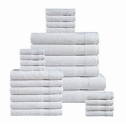 Casa Platino 24 Piece 100% Cotton Towels for Bathroom, 2 Bath Sheets, 2 Large Bath Towels(30"x 60"), 2 Gym Towels(24"x 48"), 6 Hand Towels, 8 Washcloths & 4 Fingertip Towels, Soft Towel Set - White