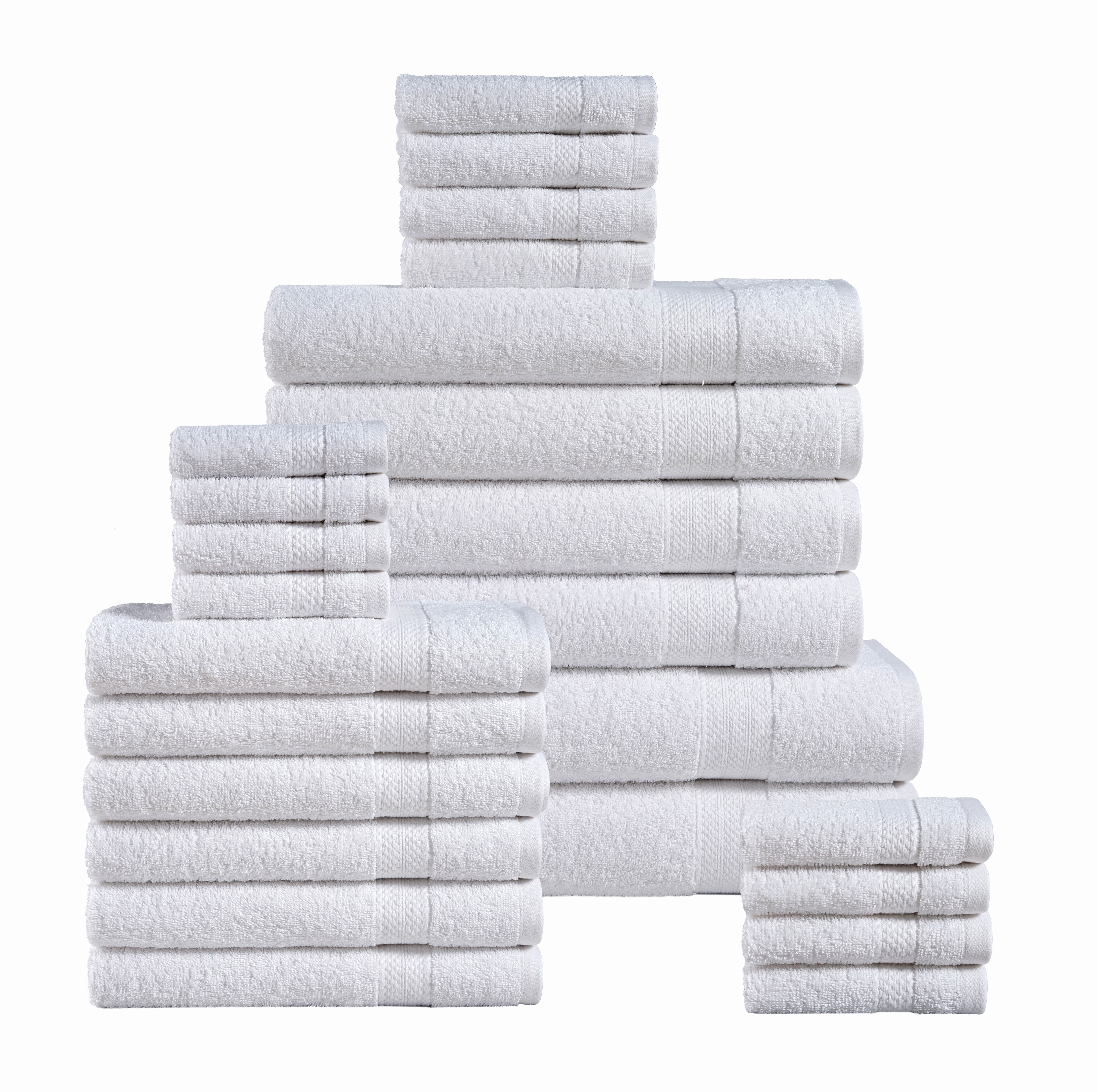 Casa Platino 24 Piece 100% Cotton Towels for Bathroom, 2 Bath Sheets, 2 Large Bath Towels (30"x 60"), 2 Gym Towels (24"x 48"), 6 Hand Towels, 8 Washcloths & 4 Fingertip Towels, Soft Towel Set - White - Walmart.com