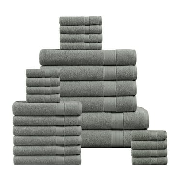 Casa Platino Bath Towel Set of 24 – 100% Ring-Spun Cotton with 2 Bath Sheets, 2 Gym Towels, 2 Bath, 4 Fingertip, 6 Hand, 8 Washcloths, Ideal for Spa & Hotel, Machine Washable – Grey