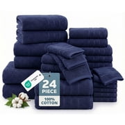 Casa Platino 24-Piece Luxury Towels for Bathroom – 100% Ring-Spun Cotton, 2 Bath Sheets, 2 Gym Towel, 2 Bath, 4 Fingertip, 6 Hand, 8 Washcloths, Ultra Soft, Eas