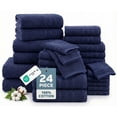 thumbnail image 1 of Casa Platino 24-Piece Luxury Towels for Bathroom – 100% Ring-Spun Cotton, 2 Bath Sheets, 2 Gym Towel, 2 Bath, 4 Fingertip, 6 Hand, 8 Washcloths, Ultra Soft, Easy Care – Navy, 1 of 9