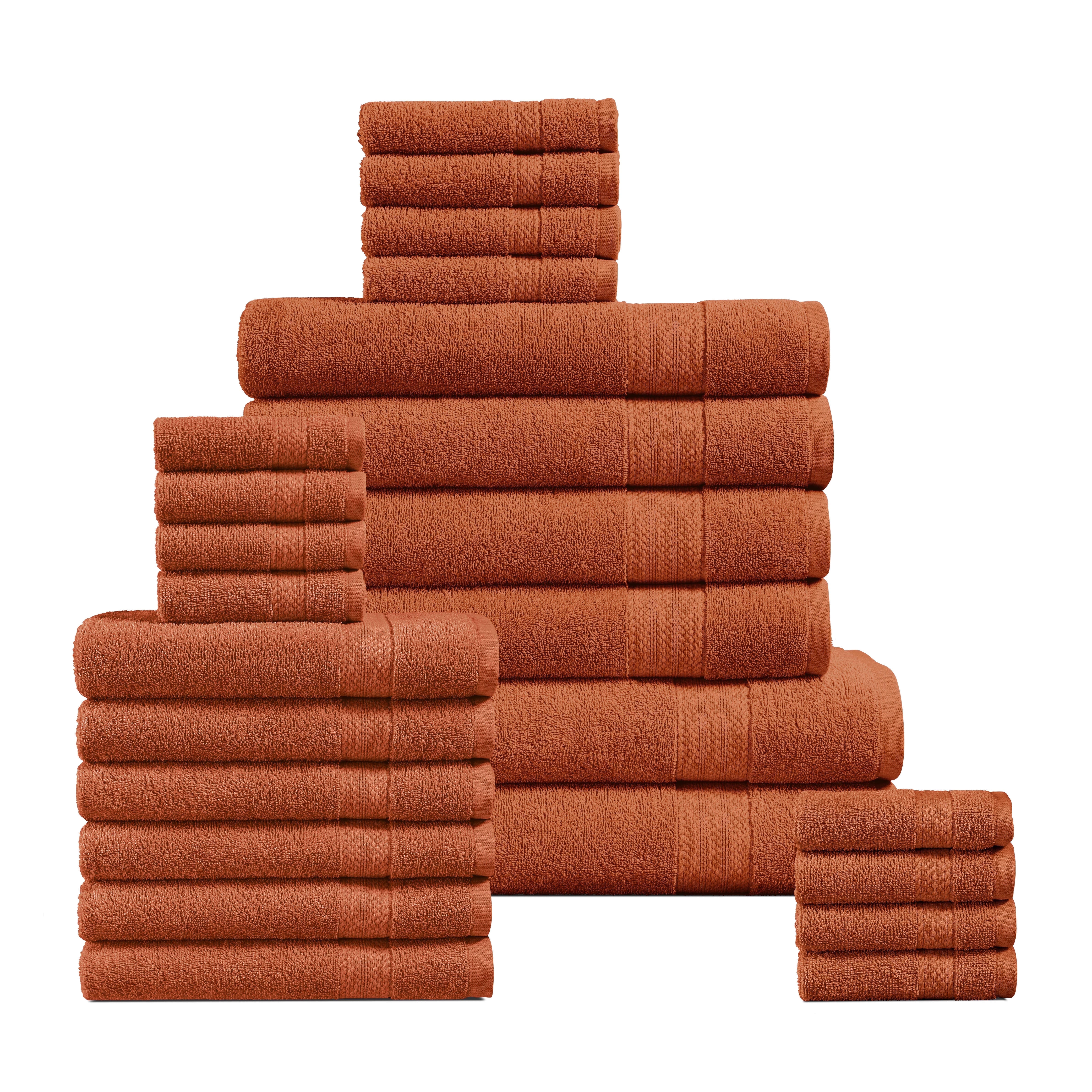 Casa Platino 24 Piece Bath Towel Sets – 2 Bath Sheets, 2 Large Bath Towels, 2 Gym Towels, 6 Hand Towels, 8 Washcloths, Perfect for Family Use & Daily Luxury – Rust - Walmart.com
