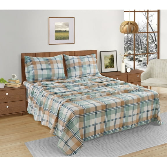 Casa Platino 3-Piece White Plaid 100% Cotton Bed Sheet Set, Twin – Deep Pocket