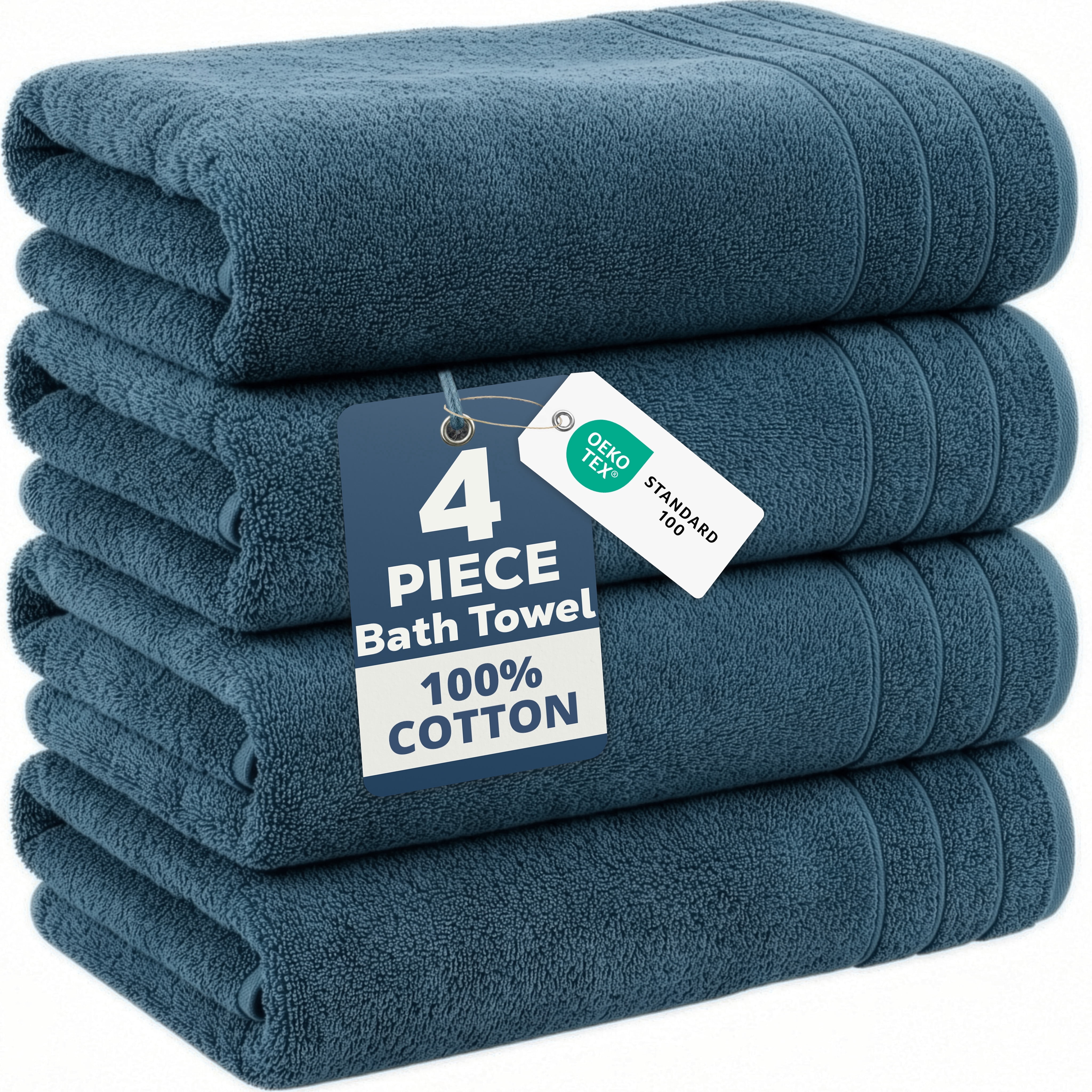Casa Platino 4-Pack Large Bath Towels for Bathroom – Soft, Highly Absorbent & Quick-Dry, Ring Spun Cotton Towels for Home & Spa - Steel Blue
