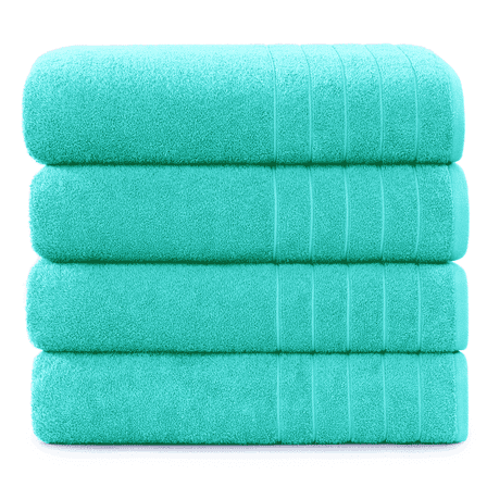 Casa Platino 4-Pack Soft Cotton Bath Towels - Quick Dry, Lightweight & Absorbent Towels for Spa & Travel - Aqua Sky
