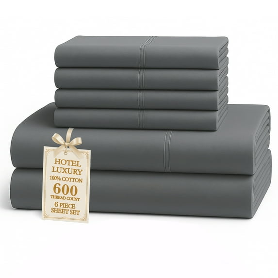 Casa Platino 4-Piece 1000 Thread Count Egyptian Cotton Bed Sheet Set, King – Deep Pocket, Charcoal