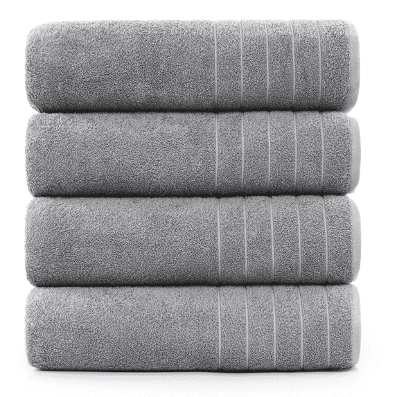 Casa Platino 4-Piece Bath Towel Set - Large Cotton Towels for Bathroom, Ultra-Soft, Quick Dry & Highly Absorbent - Ultimate Grey